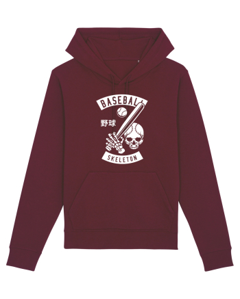 Baseball Skeleton White Burgundy