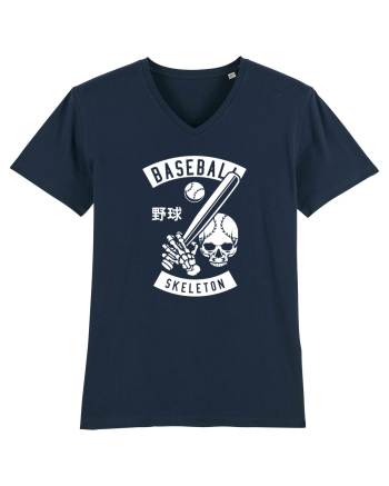 Baseball Skeleton White French Navy