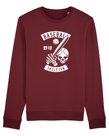 Baseball Skeleton White Burgundy