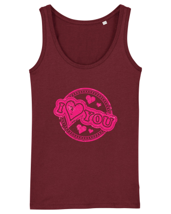 I Love You Pink Stamp Burgundy