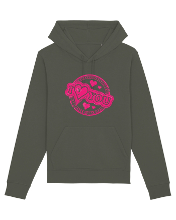 I Love You Pink Stamp Khaki