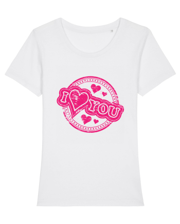 I Love You Pink Stamp White