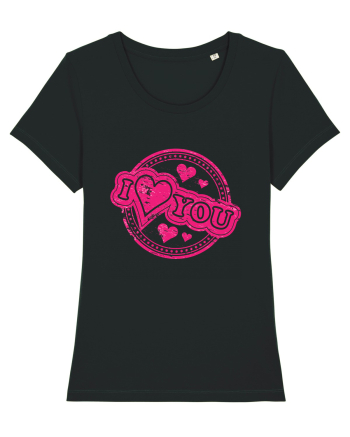 I Love You Pink Stamp Black