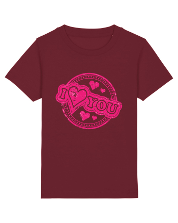 I Love You Pink Stamp Burgundy
