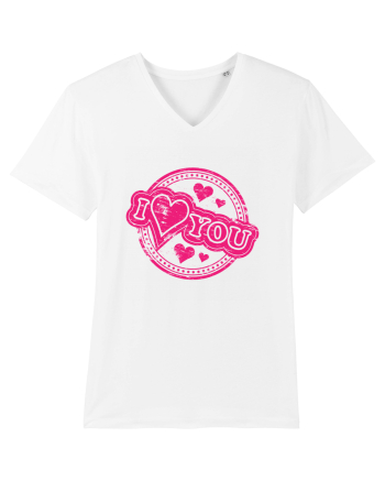 I Love You Pink Stamp White