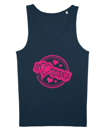 I Love You Pink Stamp Navy