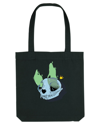 Cat skull on fire Black