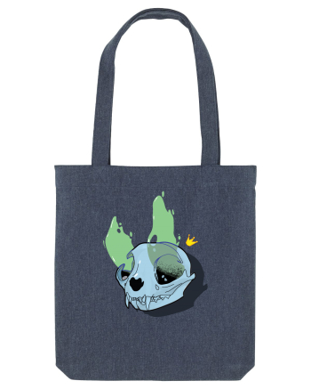 Cat skull on fire Midnight Blue