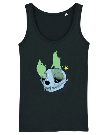 Cat skull on fire Black