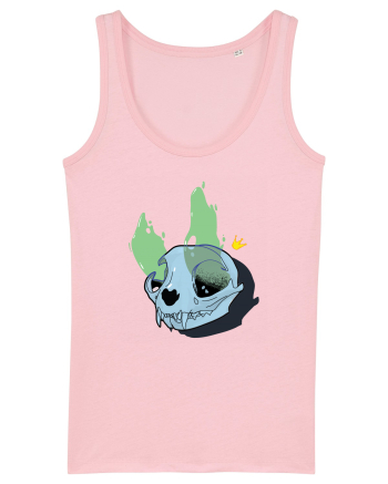 Cat skull on fire Cotton Pink