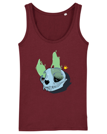 Cat skull on fire Burgundy