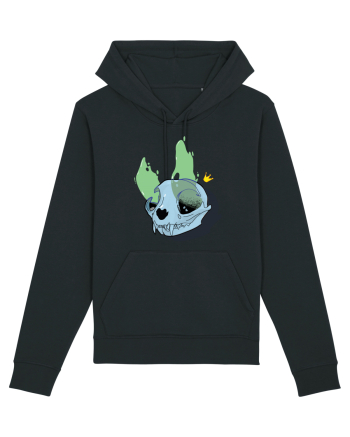 Cat skull on fire Black