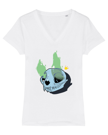 Cat skull on fire White