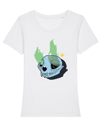 Cat skull on fire White