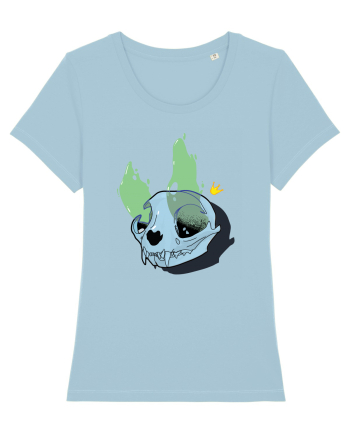 Cat skull on fire Sky Blue