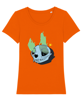 Cat skull on fire Bright Orange