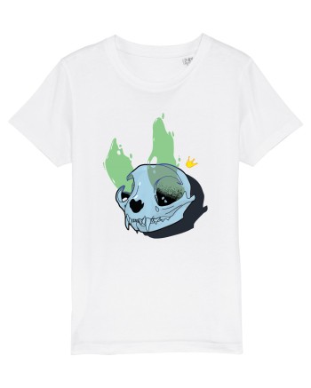 Cat skull on fire White