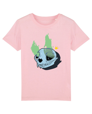 Cat skull on fire Cotton Pink