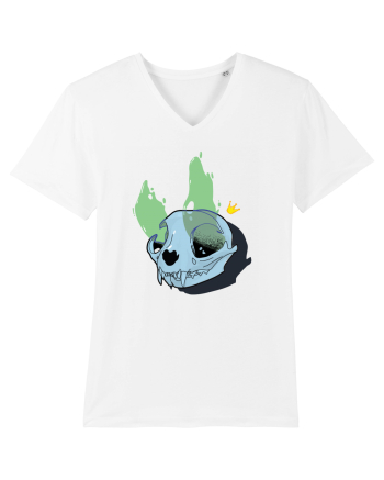Cat skull on fire White