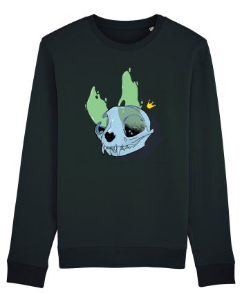 Cat skull on fire Black