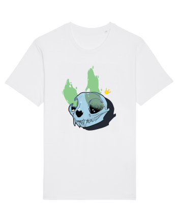 Cat skull on fire White