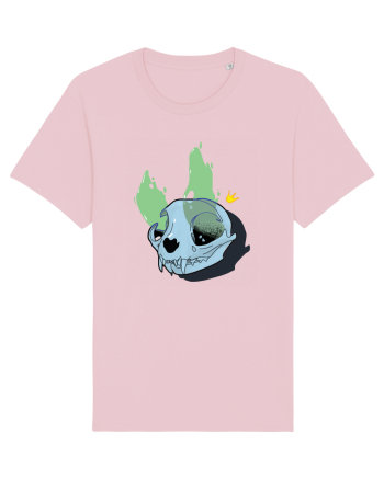 Cat skull on fire Cotton Pink