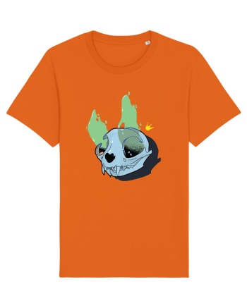Cat skull on fire Bright Orange