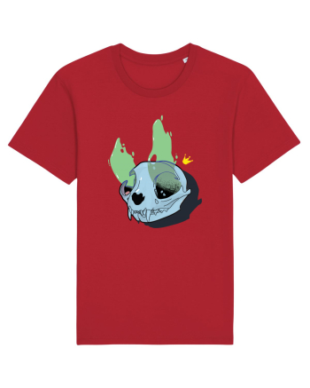 Cat skull on fire Red