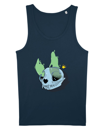 Cat skull on fire Navy