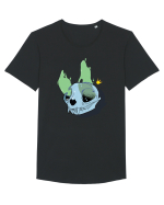 Cat skull on fire Tricou mânecă scurtă guler larg Bărbat Skater
