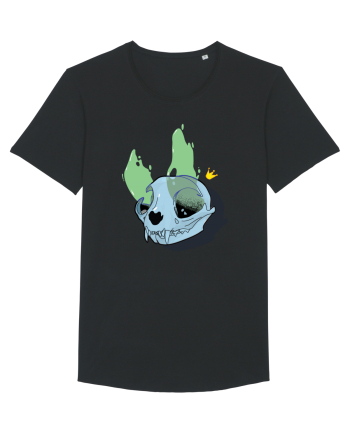 Cat skull on fire Black