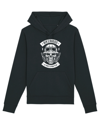 Biker Hood Skull White Black