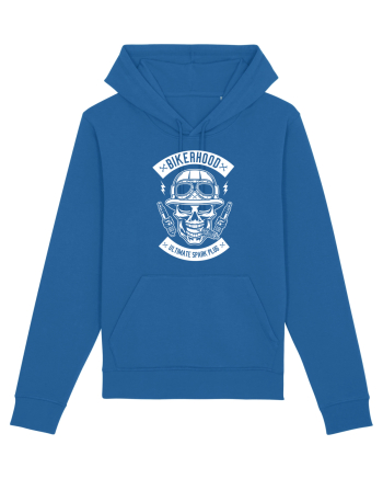 Biker Hood Skull White Royal Blue