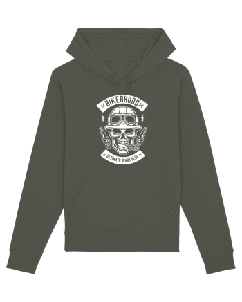 Biker Hood Skull White Khaki