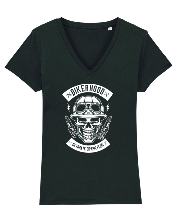Biker Hood Skull White Black