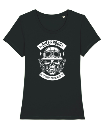 Biker Hood Skull White Black