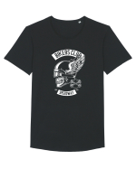 Biker Club Skull WHite Tricou mânecă scurtă guler larg Bărbat Skater