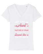 AUNT Tricou mânecă scurtă guler V Damă Evoker