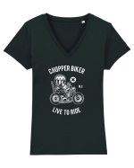Chopper Biker White Tricou mânecă scurtă guler V Damă Evoker