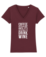 COFFEE Tricou mânecă scurtă guler V Damă Evoker