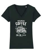 Coffee Van Japanese White Tricou mânecă scurtă guler V Damă Evoker