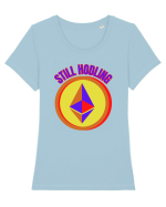 Still Hodling.Etherum  Tricou mânecă scurtă guler larg fitted Damă Expresser
