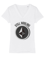 Still Hodling.Etherum  Tricou mânecă scurtă guler V Damă Evoker