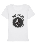 Still Hodling.Etherum  Tricou mânecă scurtă guler larg fitted Damă Expresser