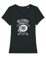 Delicious Spaghetti White Tricou mânecă scurtă guler larg fitted Damă Expresser
