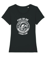 Fish or Die White Tricou mânecă scurtă guler larg fitted Damă Expresser