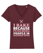 BAKE Tricou mânecă scurtă guler V Damă Evoker