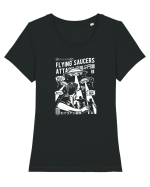 UFO Alien Attack White Tricou mânecă scurtă guler larg fitted Damă Expresser