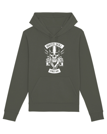 Grafitti Skull Street Art White Khaki