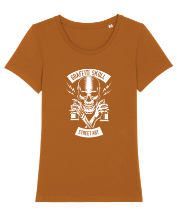 Grafitti Skull Street Art White Roasted Orange